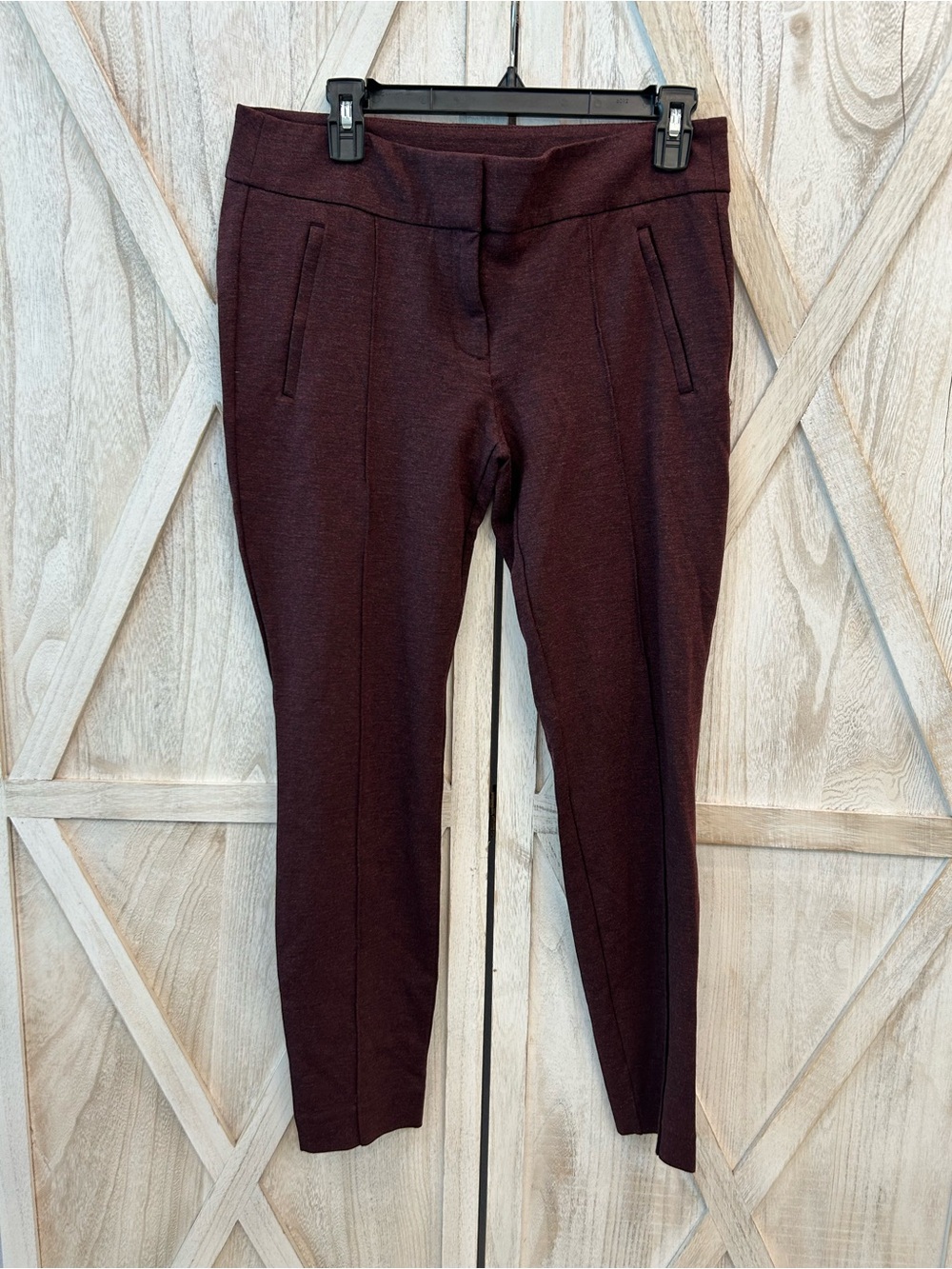 LOFT Slim Ponte Ankle Pants - Burgundy